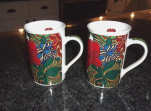 HOLIDAY ELEGANCE SET OF TWO MUGS - by F W Designs - 12 oz. - Picture 1 of 6