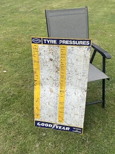 Original Goodyear Reifendruckschild Oldtimer selten rostig - Einbiegeschild - Bild 1 von 11