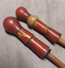 2 Antiques Old Natural Antique Ottoman Turkish Amber Hookah Mouthpieces Pipes.