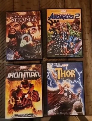 Marvel Animated DVD Movie Lot Doctor Strange Ultimate Avengers 2 Thor Iron Man - Image 1 of 2