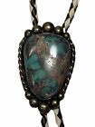 1950’s Handmade Turquoise Bolo Tie 100% Silver  STUNNING One Of A Kind