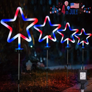 4Th of July Decorations,Lights Stainless Steel Stakes Independence Day Garden - Picture 1 of 12