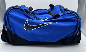 Nike Duffel Bag Blue Carry Handle 2 Side Pockets Big Logo BA3233-463 - Picture 1 of 14