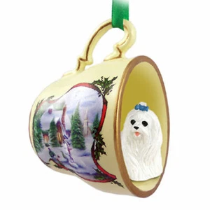 Maltese Christmas Teacup Ornament - Picture 1 of 1