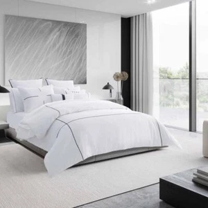 VERA WANG Comforter Set 3-Piece King Size Striped Cotton Polyester Filled White - Picture 1 of 6