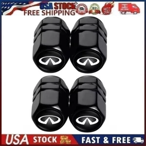 4PCS Metal Car Tire Valve Caps Valve Stem Cover Compatible with Inf_inty Black 6 - Picture 1 of 15