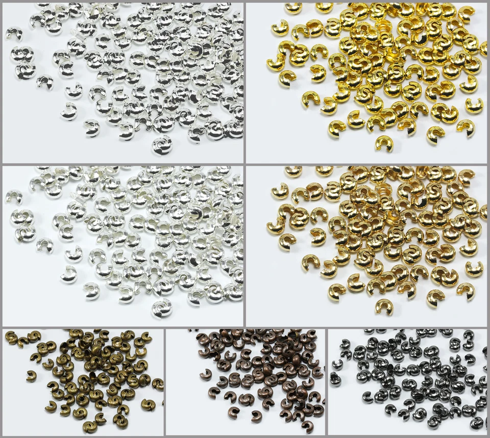 Kaschierperlen Ø 3/4/5 mm Quetschperlen 50/100 Stk. Verdeckperlen Messing, S150 - Bild 1 von 1