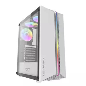 Gehäuse Gaming PC Computer 3 RGB Lüfter Midi Tower ITX M-ATX ITX USB 3.0 Weiß - Bild 1 von 7