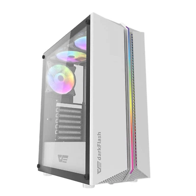 Gehäuse Gaming PC Computer 3 RGB Lüfter Midi Tower ITX M-ATX ITX USB 3.0 Weiß - Bild 1 von 4