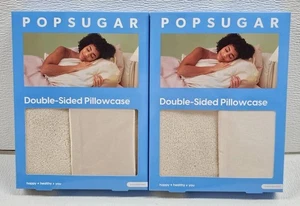 Dos nuevas fundas de almohada PopSugar de doble cara tela satinada y rizo tamaño estándar - Imagen 1 de 5