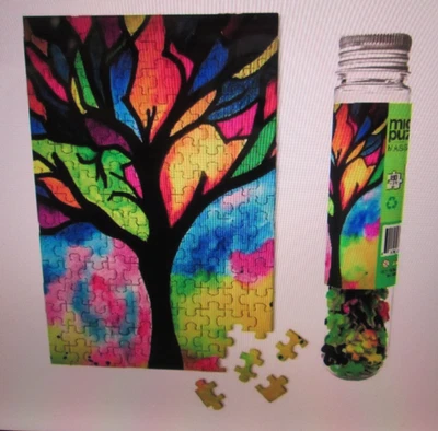 Micro Puzzles STAINED GLASS TREE 150 Piece Jigsaw Puzzle 6" x 4" - Image 1 of 3
