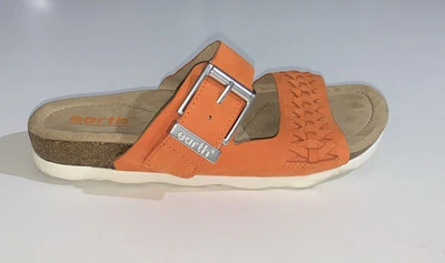 Sandalias Earth para mujer 8 naranja ajustable gamuza cómoda tobogán Foto 1 de 4