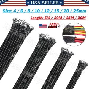 5/10 m PET Erweiterbar Geflochtene Hülse Kabel Wrap Mesh Draht Loom Sleeving 3/8" 1/2" - Bild 1 von 30
