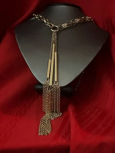 Chico’s Doppelkette Tropfen Halskette mit dreifachen Quasten goldfarben - Bild 1 von 6