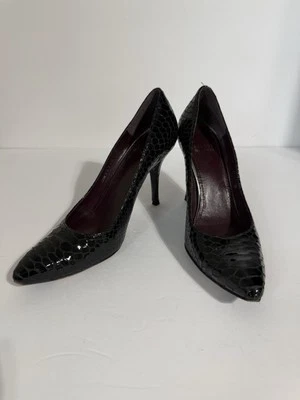 Stuart Weitzman Womens Snake Embossed Patent Leather Black Pumps SZ 7 - Image 1 of 4