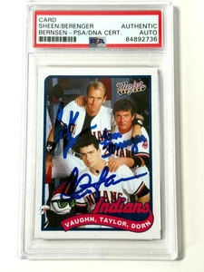 Charlie Sheen, Berenger & Bernsen Set Card  PSA/DNA w/ Authentic Auto - Picture 1 of 2