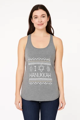 NEXT LEVEL Hanukkah Gris Brezo Gráfico Espalda Corredora Tanque Talla S Salón Regalo Festivo Foto 1 de 4