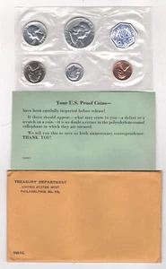 US 1960 SILVER PROOF SET of 5-Coins in Original Cello Wrap & Envelope with COA - Picture 1 of 4