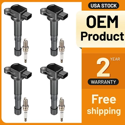 4 Ignition Coil Packs and Spark Plugs UF583 For 2003-2007 Honda Accord 2.4L l4 Foto 1 de 4