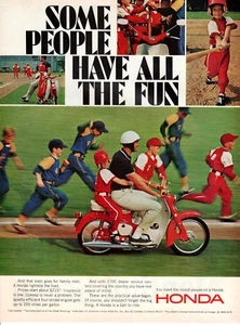 Vintage advertising print Bike Honda motorcycle Baseball Boys game 1966 ad - Picture 1 of 2