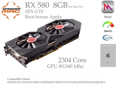  AMD RADEON RX 580 XFX Bootscreen 8GB RAM Mac Pro Mojave/Monterey/Sequoia - Immagine 1 di 4