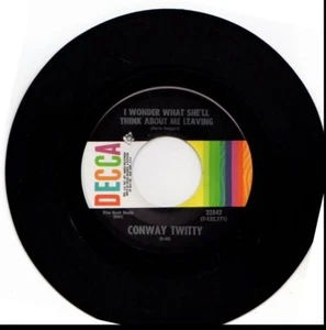 CONWAY TWITTY I WONDER WHAT SHE'LL THINK ABOUT ME LEAVING/HEARTACHE 45RPM VINYL - Picture 1 of 1