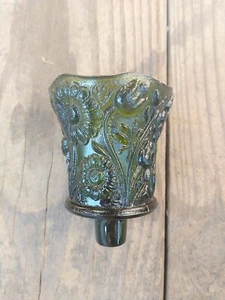 VTG Votive Candle Holder Daisy Sunflower Green Glass Peg Country Store USA - Picture 1 of 9