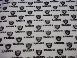LAS VEGAS RAIDERS NFL DESIGN 100% COTTON 1 YARD PIECE BRAND NEW WHITE FABRIC OOP - Picture 1 of 5