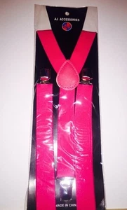 Neue Herren/Damen einfarbige pink Clip-On Hosenträger Y-Form verstellbare Hosenträger - Bild 1 von 1