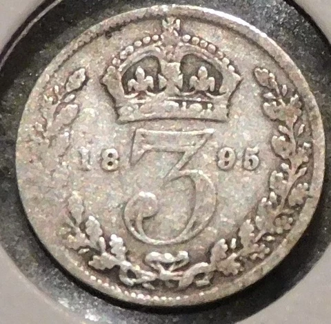 British Silver Threepence - 1895 - Queen Victoria Cover