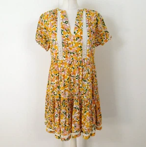 Pimkie Yellow Ditsy Dress Size Small Floral Boho - Picture 1 of 7