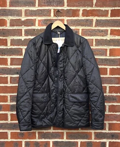 BURBERRY BRIT Mens Quilted Padded TOWNSEND Jacket Leather patches MEDIUM A317 - Picture 1 of 22