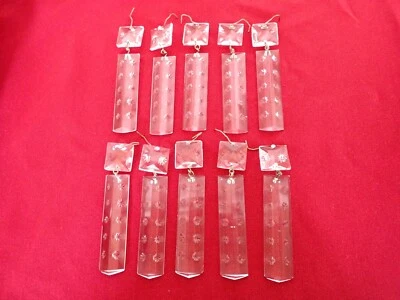 10 antiguos prismas de araña de cristal checo estrella colonial grabados de colección Foto 1 de 4