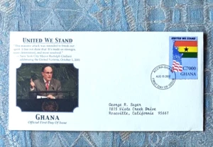 UNITED WE STAND NEW YORK CITY MAYOR GIULIANI 2002 FDC GHANA - Picture 1 of 1