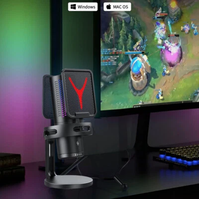 USB-A/C Microphone Stand/Handheld Mic For PC/TV Home Studio Recording Podcast US - Image 1 of 4