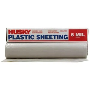 HUSKY Plastic Sheeting 9' x 100' Heavy Duty Recycled Polyethylene Clear 6 mil - Picture 1 of 4