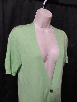 Theory 100% Cashmere Sweater Gwyneth Pale Mint Green Long Pockets Size M - Imagem 1 de 4