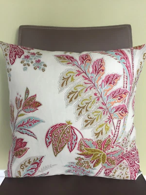 Decorative Pillow Cover Cream Crimson Olive Pink Blue Gray Large Floral Pattern - Image 1 of 4