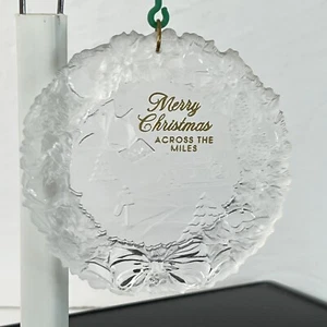 VTG 1992 Merry Christmas Across the Miles Clear Resin Wreath Farmstead Ornament - Picture 1 of 7