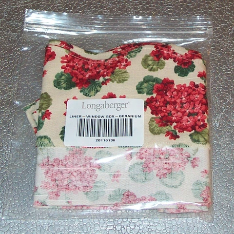 Longaberger Geranium WINDOW BOX Basket Liner ~ Brand New in Original Bag! Cover