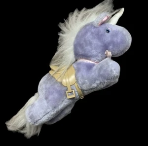 Vintage Ambassador Hallmark Unicorn Plush Pastel Purple w/ Saddle Kawaii Toy 11” - Picture 1 of 11