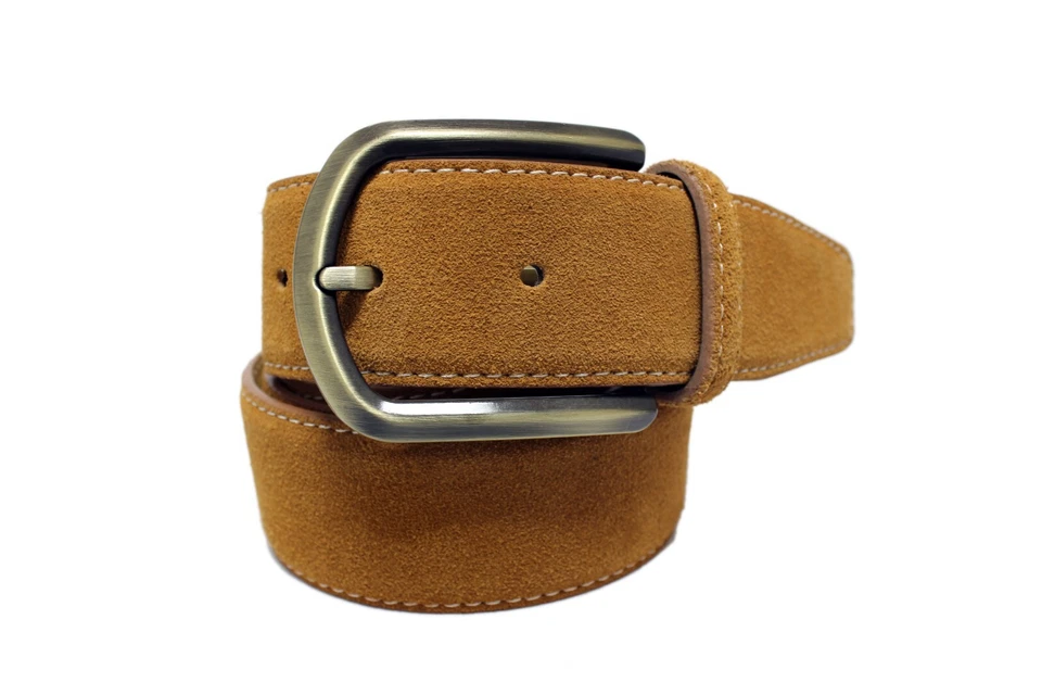 Marco Valentino Cognac Suede Men's Belt with White Side Stitching - Image 1 of 1