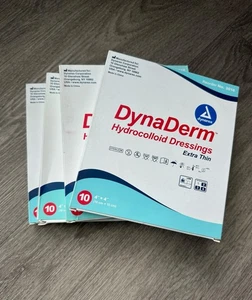 4x Dynarex Dynaderm Hydrocolloid Dressing Extra Thin 4 x 4 Inch, 10 per box - Picture 1 of 2