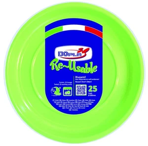 Piatti Fondi Reusable Verde Acido da 20,5 cm 25 pz in Plastica Dopla - Foto 1 di 1