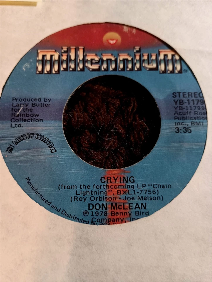 Don McLean, Crying ~ 1978 Millennium 45 - Image 1 of 1