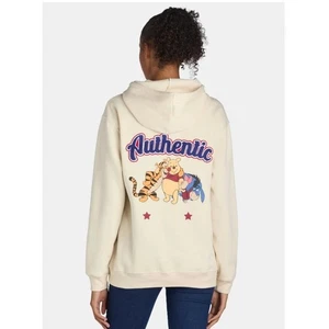 Felpa con cappuccio pullover Winnie-the-Pooh donna panna ricamato e grafica taglia media - Foto 1 di 12