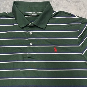 Polo Ralph Lauren Performance Polo XL verde navy a righe manica corta rosso pony - Foto 1 di 6