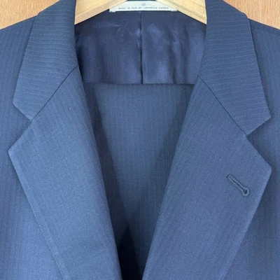 Joseph Abbout Suit Mens 42R Navy Blue Striped 3 Button Wool Blend Canvas 40x31 - Image 1 of 4
