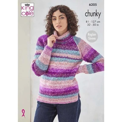 King Cole Pattern Sweater & Cardigan Knitted in Hedgerow Chunky 6205 - Image 1 of 2