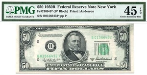 1950b* $50 New York STAR Federal Reserve Note FRN 2109-B* • PMG 45 EPQ - Picture 1 of 2